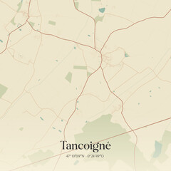 Naklejka premium Vintage map of Tancoigné, France.