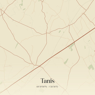 Vintage map of Tanis, France.