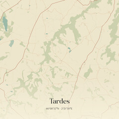 Fototapeta premium Vintage map of Tardes, France.