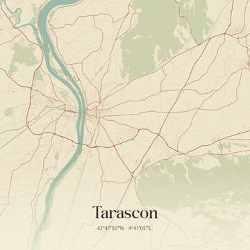 Vintage map of Tarascon, France.