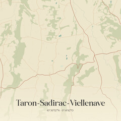 Obraz premium Vintage map of Taron-Sadirac-Viellenave, France.