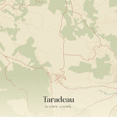 Naklejka premium Vintage map of Taradeau, France.