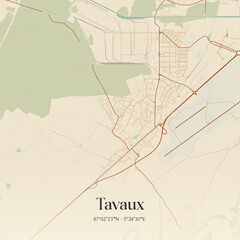 Obraz premium Vintage map of Tavaux, France.