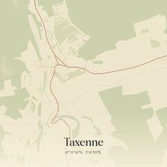 Obraz premium Vintage map of Taxenne, France.