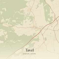Fototapeta premium Vintage map of Tavel, France.