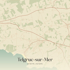 Obraz premium Vintage map of Telgruc-sur-Mer, France.