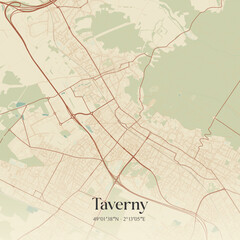 Fototapeta premium Vintage map of Taverny, France.