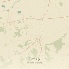 Obraz premium Vintage map of Ternay, France.