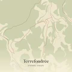 Obraz premium Vintage map of Terrefondrée, France.