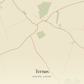 Vintage map of Ternas, France.