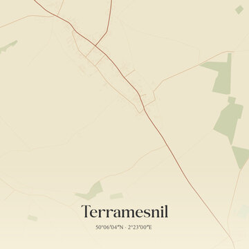 Vintage map of Terramesnil, France.