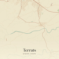 Obraz premium Vintage map of Terrats, France.