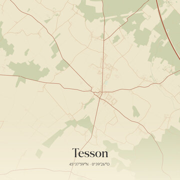 Vintage map of Tesson, France.