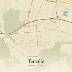 Obraz premium Vintage map of Terville, France.