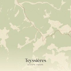 Obraz premium Vintage map of Teyssières, France.
