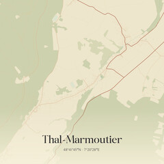 Obraz premium Vintage map of Thal-Marmoutier, France.