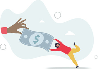 Fight for money, government asking for tax payment, company revenue market share, financial problem, pay off debt or bills concept,flat character life .
