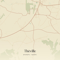 Fototapeta premium Vintage map of Théville, France.