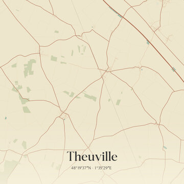 Vintage map of Theuville, France.