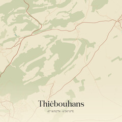 Obraz premium Vintage map of Thiébouhans, France.