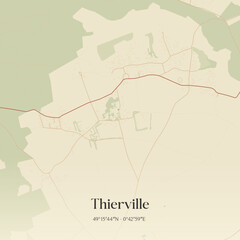 Fototapeta premium Vintage map of Thierville, France.