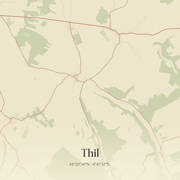 Vintage map of Thil, France.