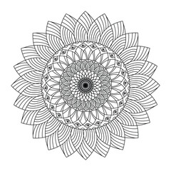 Abstract spiral minimalist mandala in black and white for your medium content books.