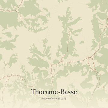 Vintage map of Thorame-Basse, France.