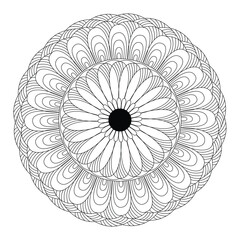 Abstract spiral minimalist mandala in black and white for your medium content books.