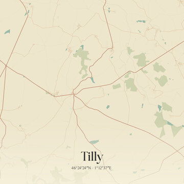 Vintage map of Tilly, France.