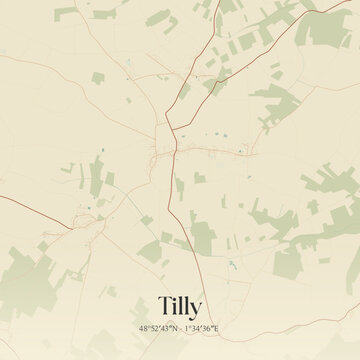 Vintage map of Tilly, France.