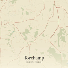 Obraz premium Vintage map of Torchamp, France.