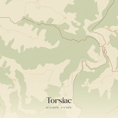Obraz premium Vintage map of Torsiac, France.