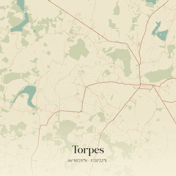 Vintage map of Torpes, France.