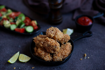 Crispy fried other wings with sauce for dinner