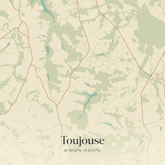 Fototapeta premium Vintage map of Toujouse, France.