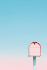 close-up of stylized mailbox with vintage touch placed against trendy pastel backdrop emphasizing communication and