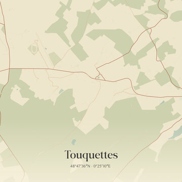 Vintage map of Touquettes, France.
