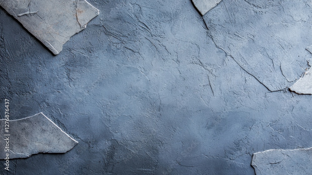 Poster Close-up of textured gray stone surface with abstract patterns and cracks for background or design.