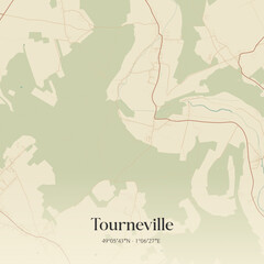 Obraz premium Vintage map of Tourneville, France.