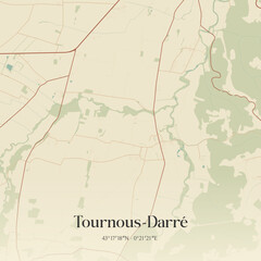 Obraz premium Vintage map of Tournous-Darré, France.