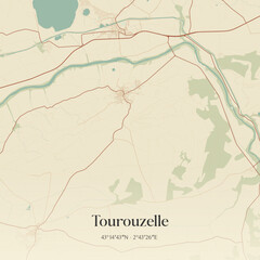 Obraz premium Vintage map of Tourouzelle, France.