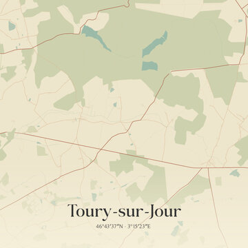 Vintage map of Toury-sur-Jour, France.