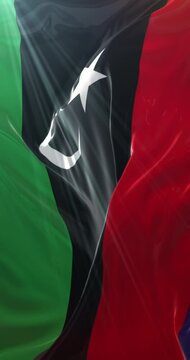 Flag of Libya. 4K Vertical. Loop