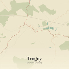 Obraz premium Vintage map of Tragny, France.