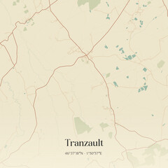 Obraz premium Vintage map of Tranzault, France.