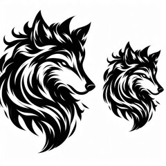 wolf isolated isolated on white background, wolf tattoo