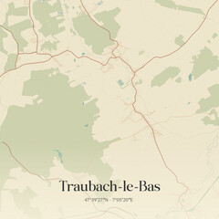 Obraz premium Vintage map of Traubach-le-Bas, France.