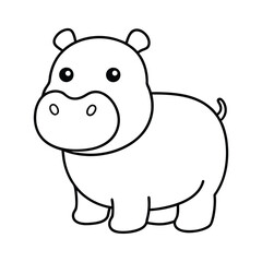 Obraz premium Hippo coloring book for kids Hippo outline 