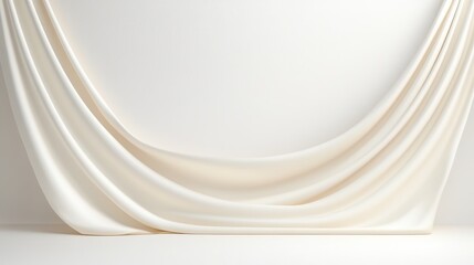 Elegant drapery of white fabric creating soft folds against a neutral background, ideal for design inspiration.